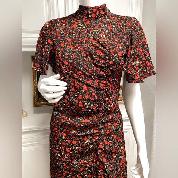 Zara Black and Orange Floral Maxi Dress - Picture 1 of 12